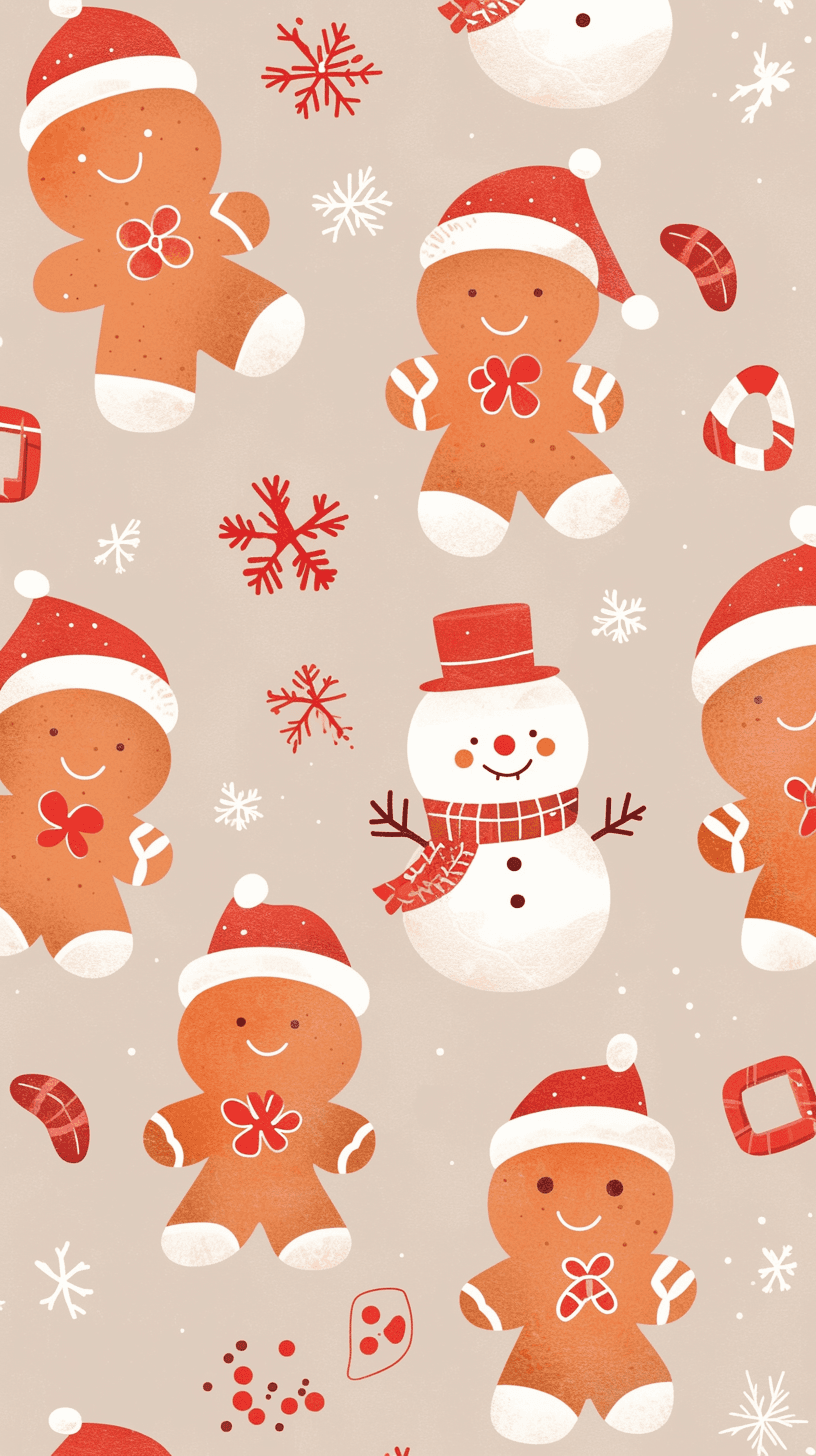 Gingerbread Pals original repeating artwork