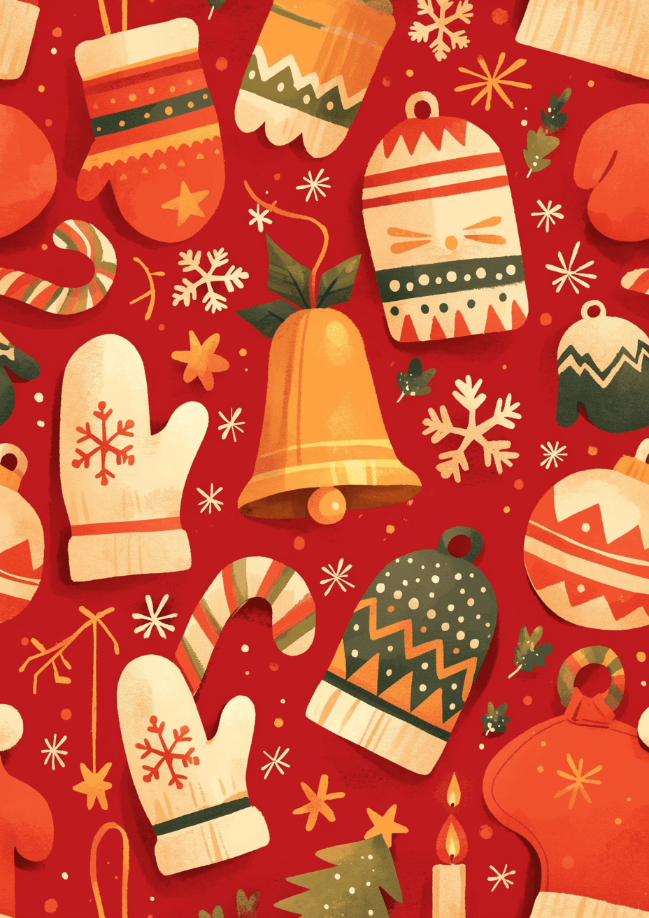 Christmas Hand Pals original repeating artwork