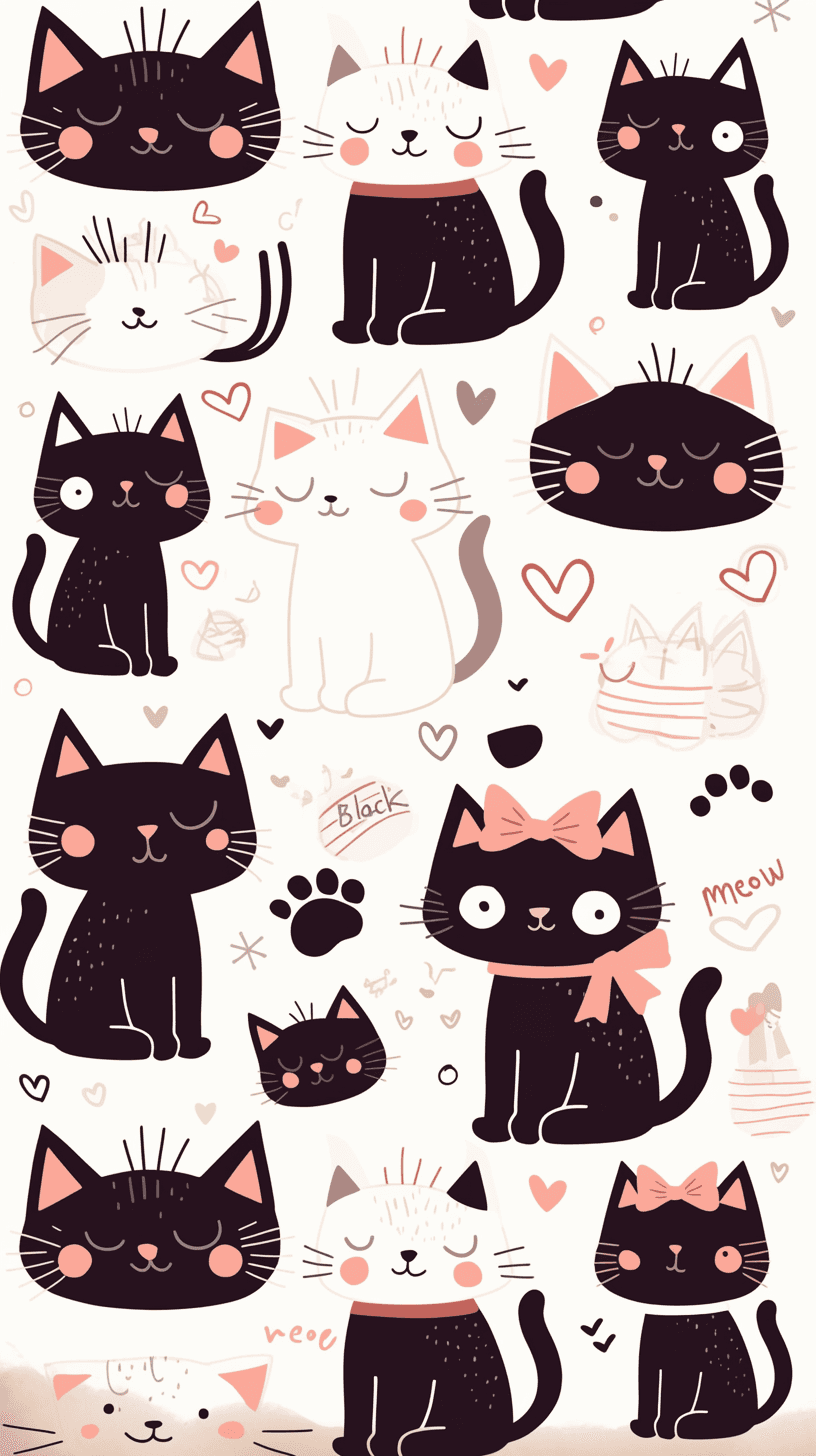 Cat Silver original repeating artwork