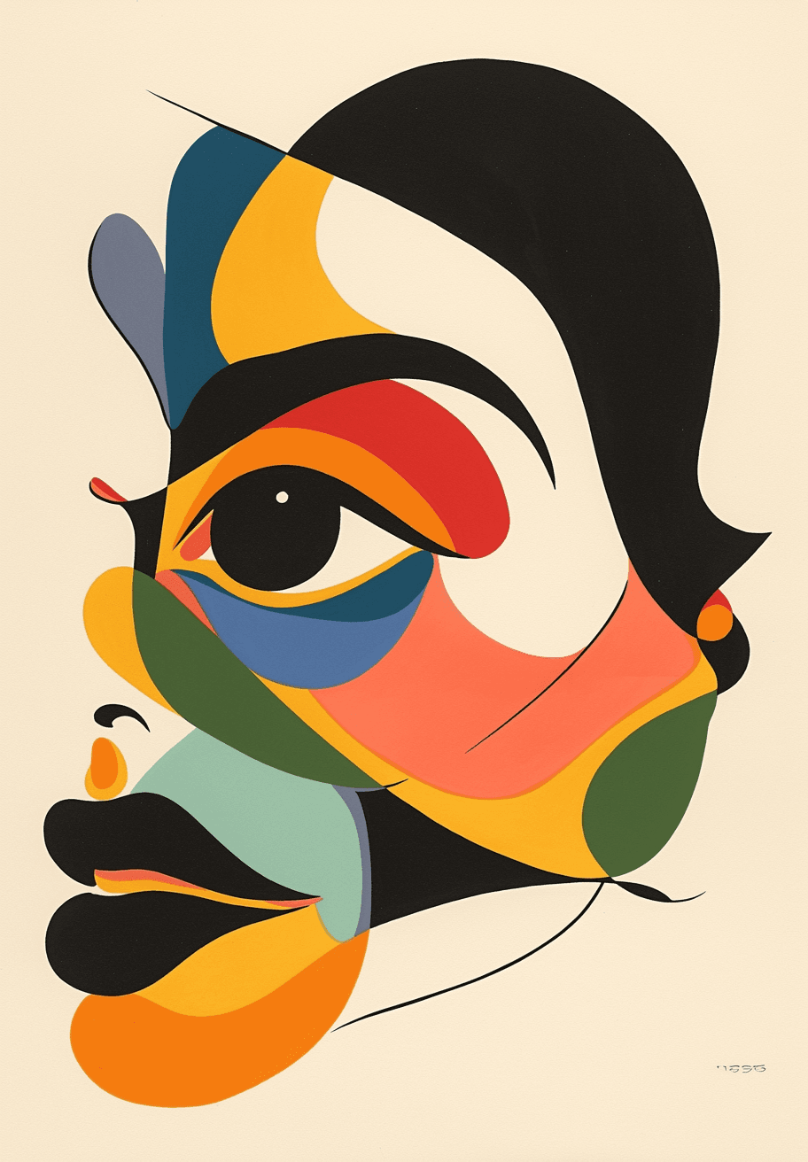Abstract Face Burst original repeating artwork