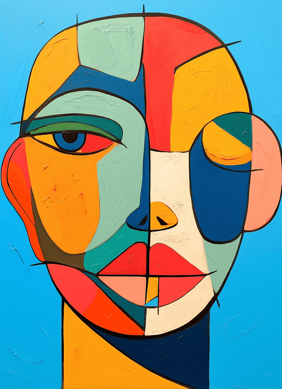 Abstract Face Label original repeating artwork