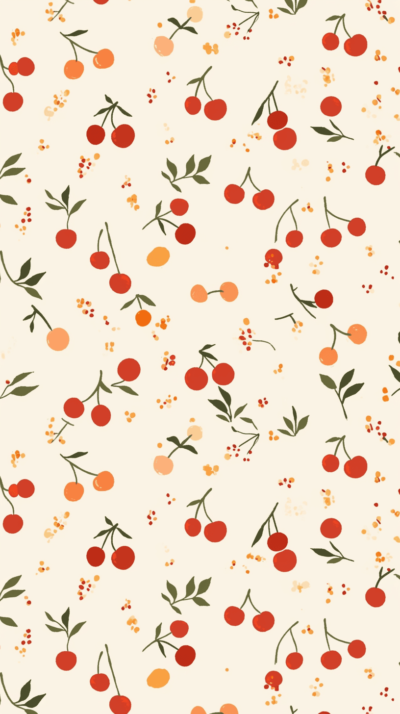 Retro Cherry Picnic original repeating artwork
