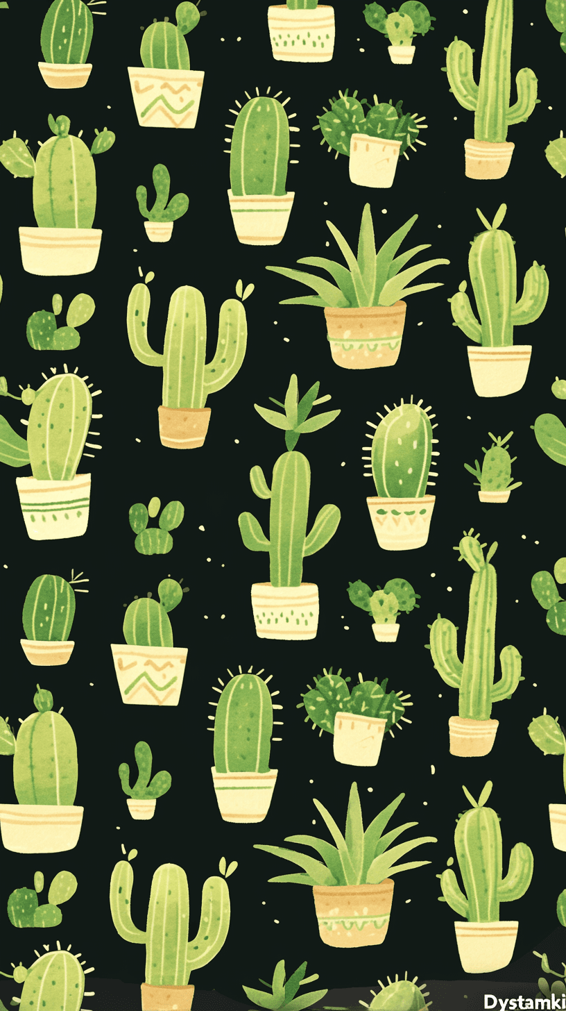 Retro Cactus Crew original repeating artwork