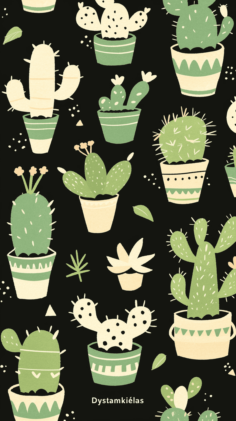 Retro Cactus original repeating artwork