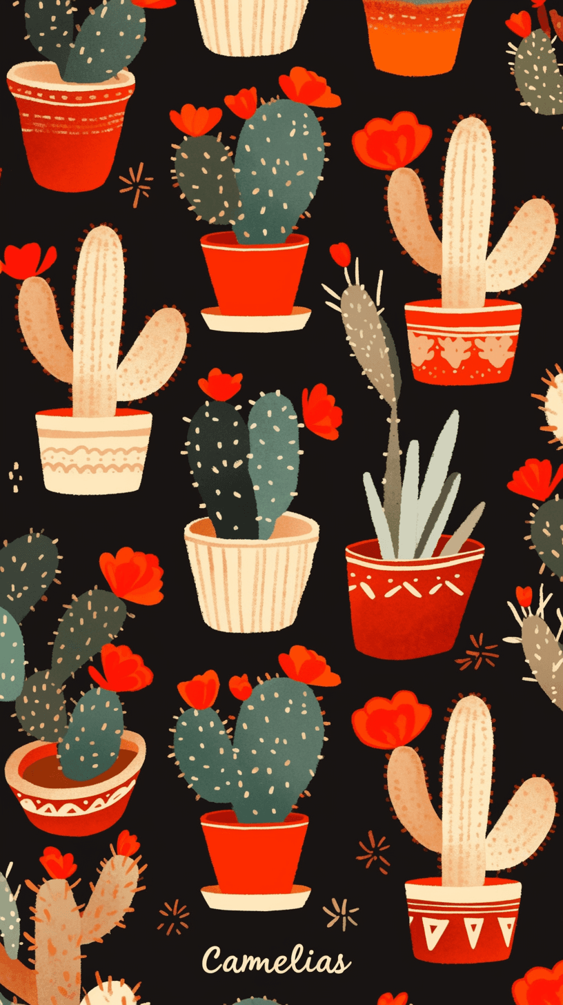 Retro Cactus Club original repeating artwork