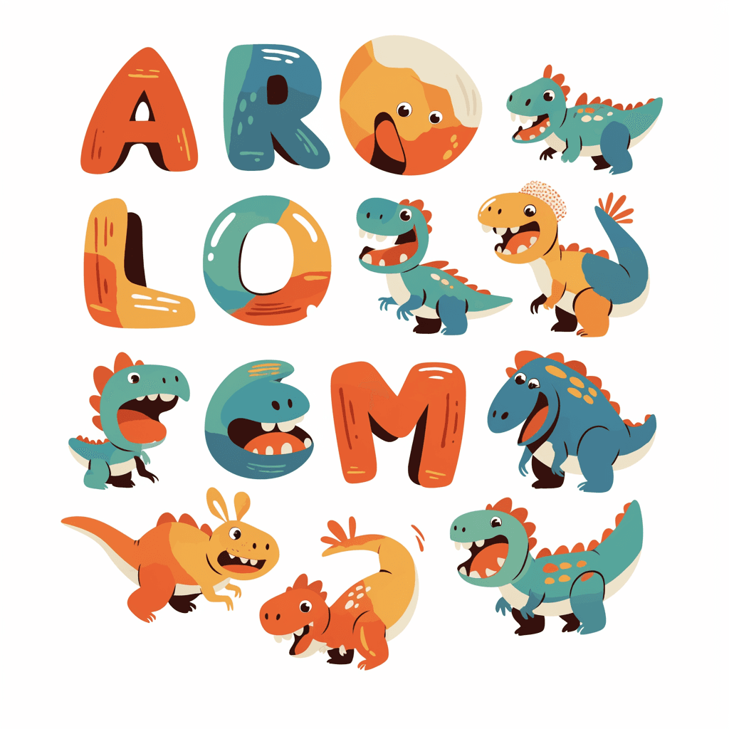 Dino Letter 001 original repeating artwork