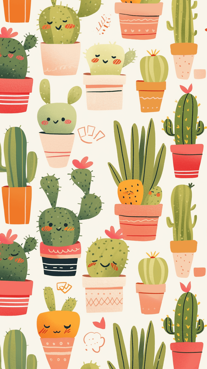 Fresh Cactus Rhythm original repeating artwork