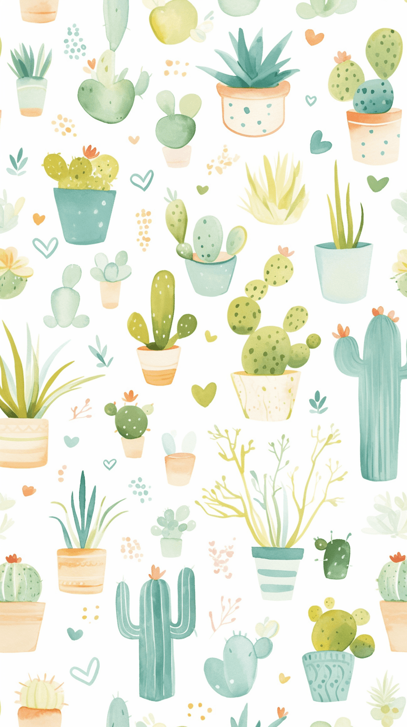 Fresh Cactus Pals original repeating artwork