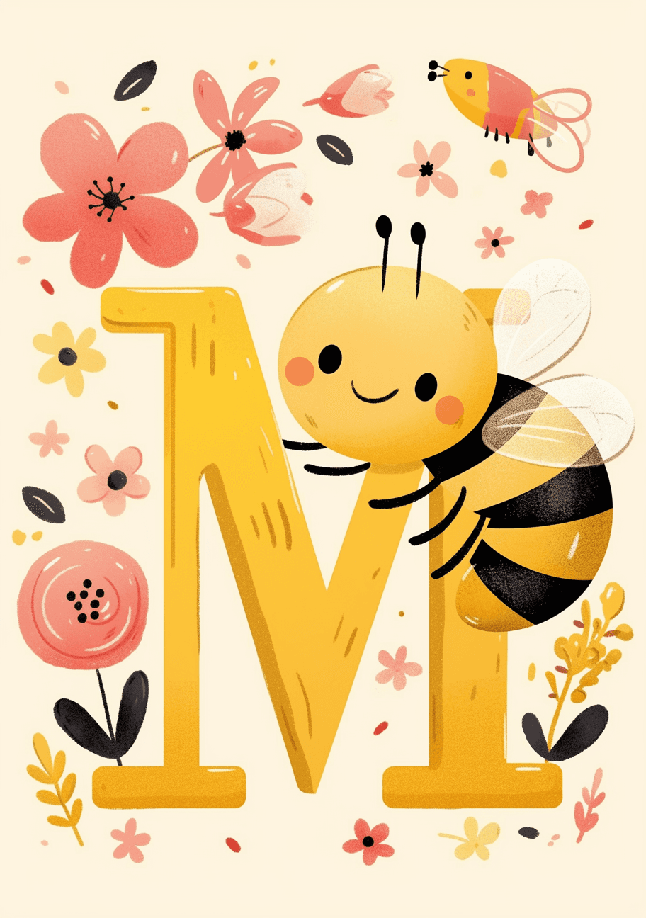 Cartoon Letter Buzz original repeating artwork