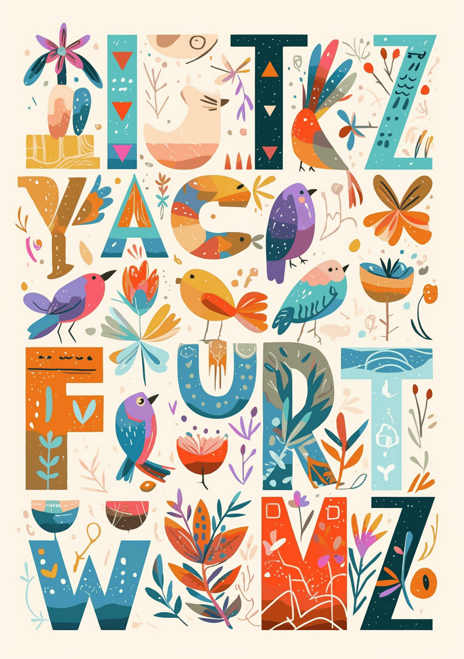 Geo Letter Picnic original repeating artwork