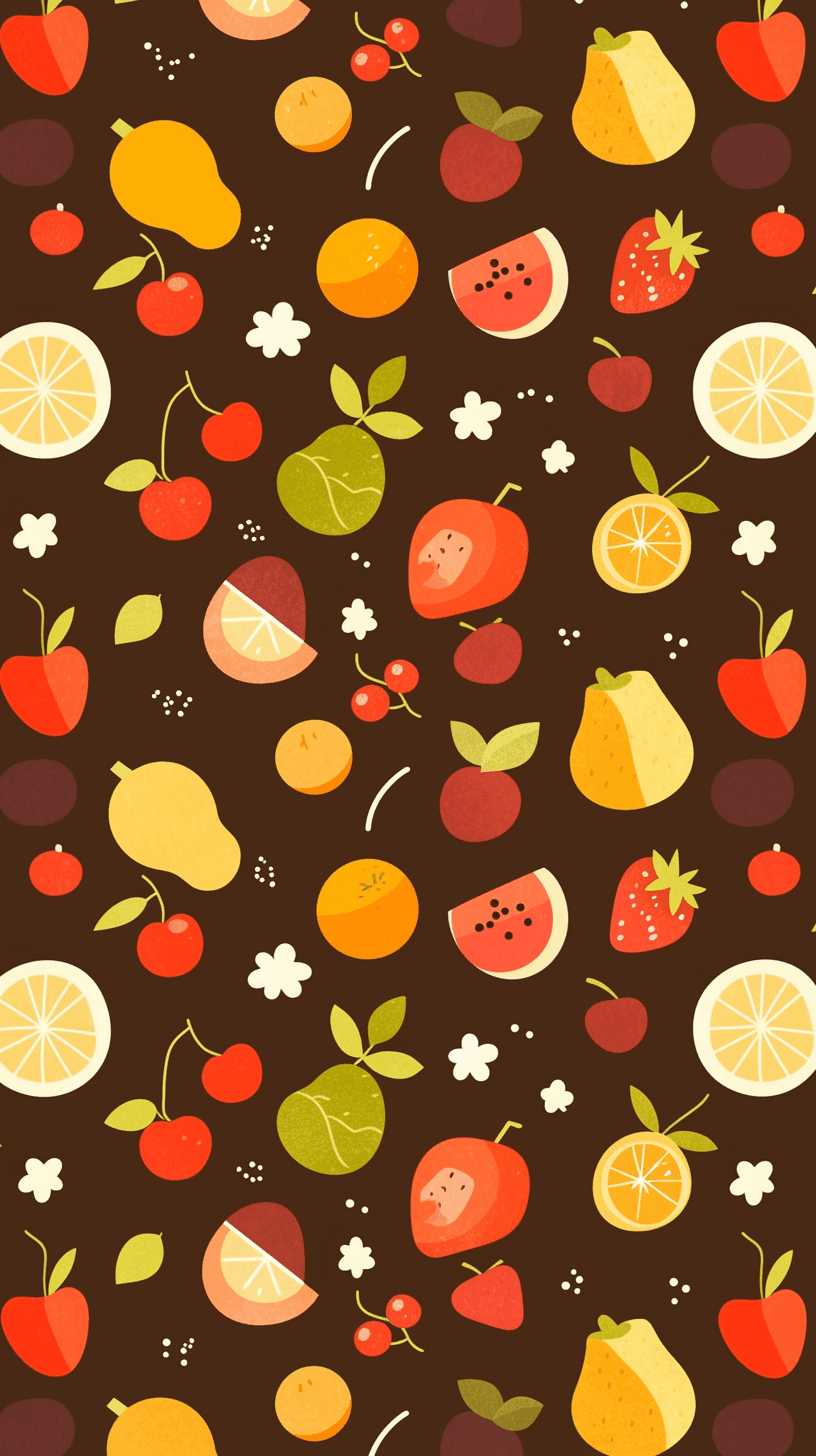 Retro Fruit Crew original repeating artwork