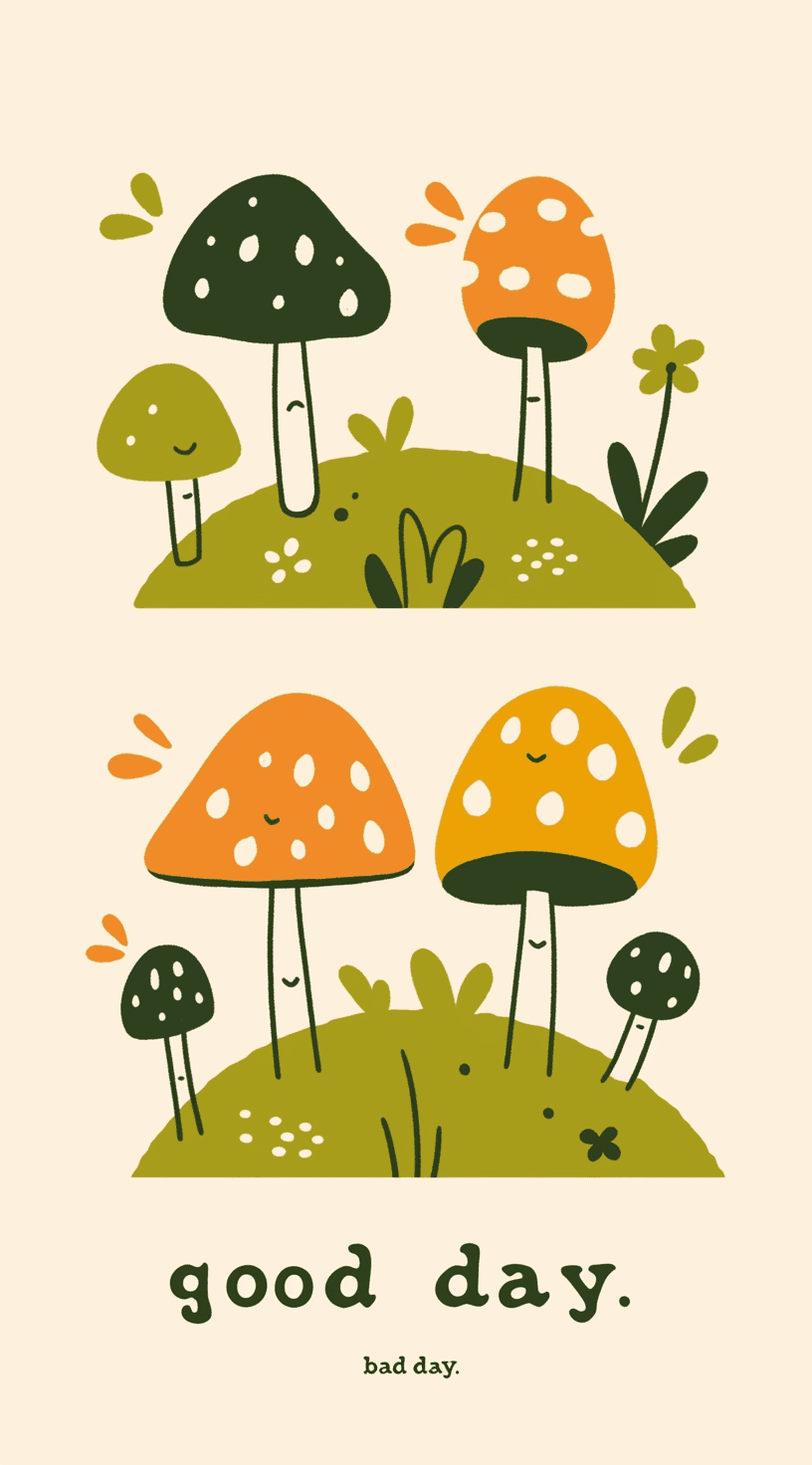 Retro Mushroom Gang original repeating artwork