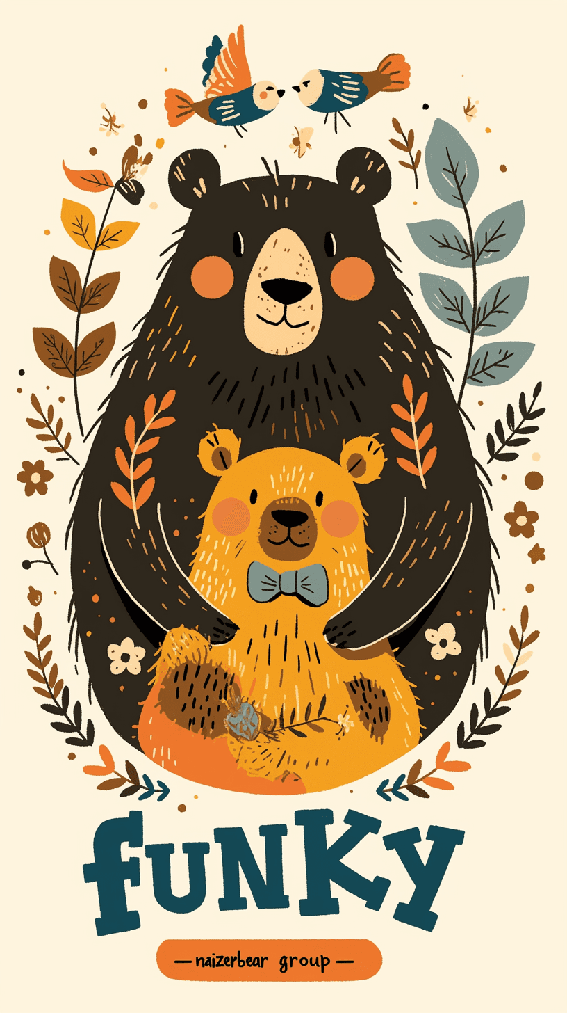 Retro Bear Gang original repeating artwork