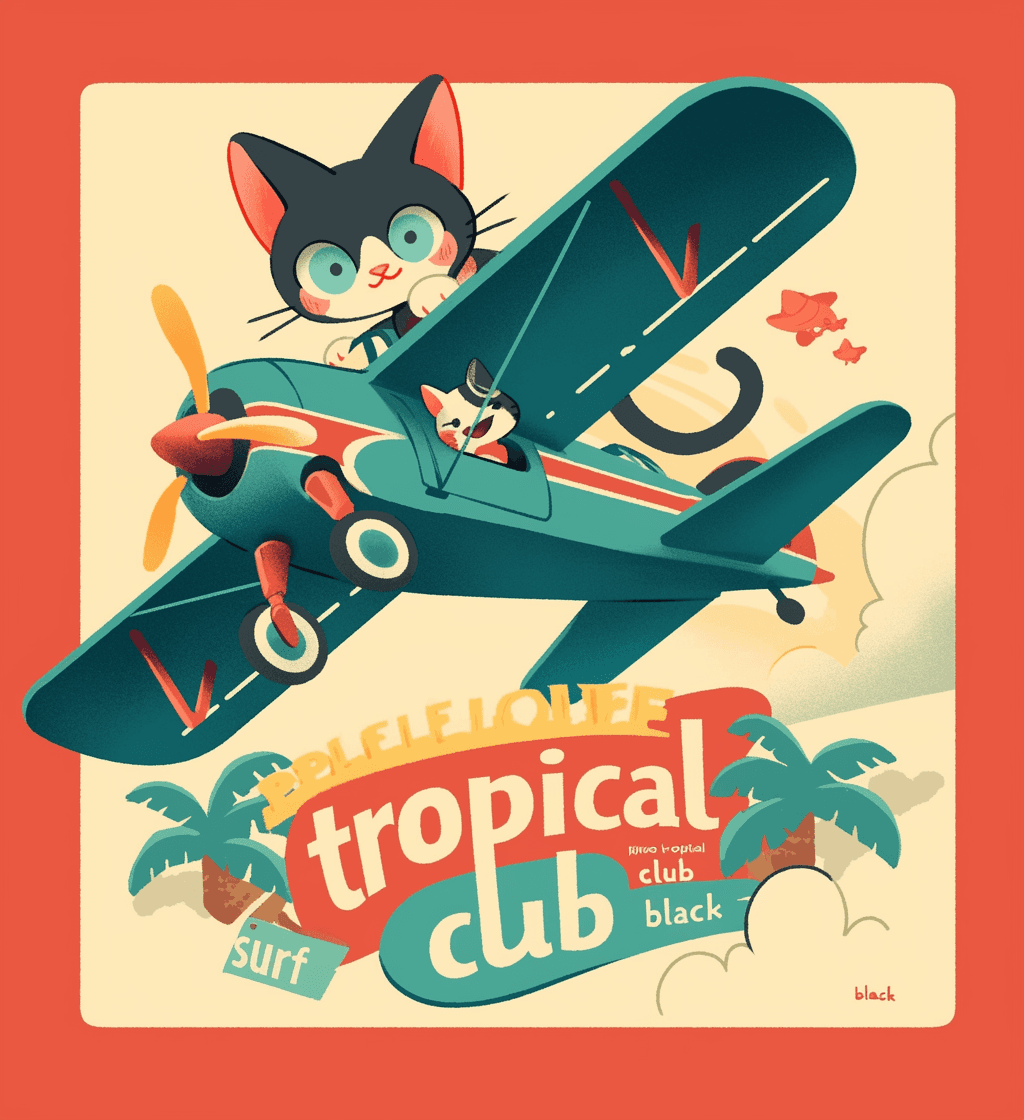 Retro Airplane original repeating artwork