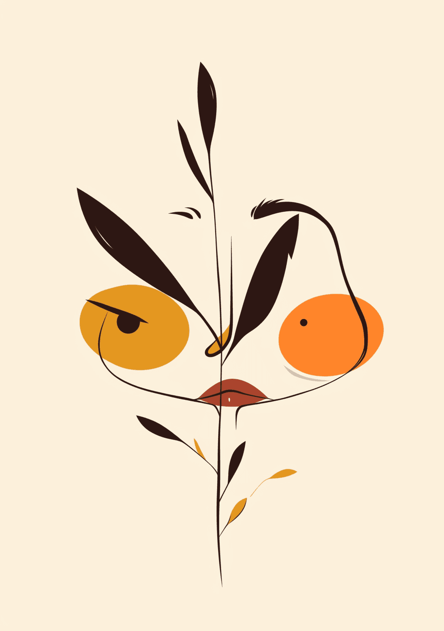 Abstract Face Golden original repeating artwork