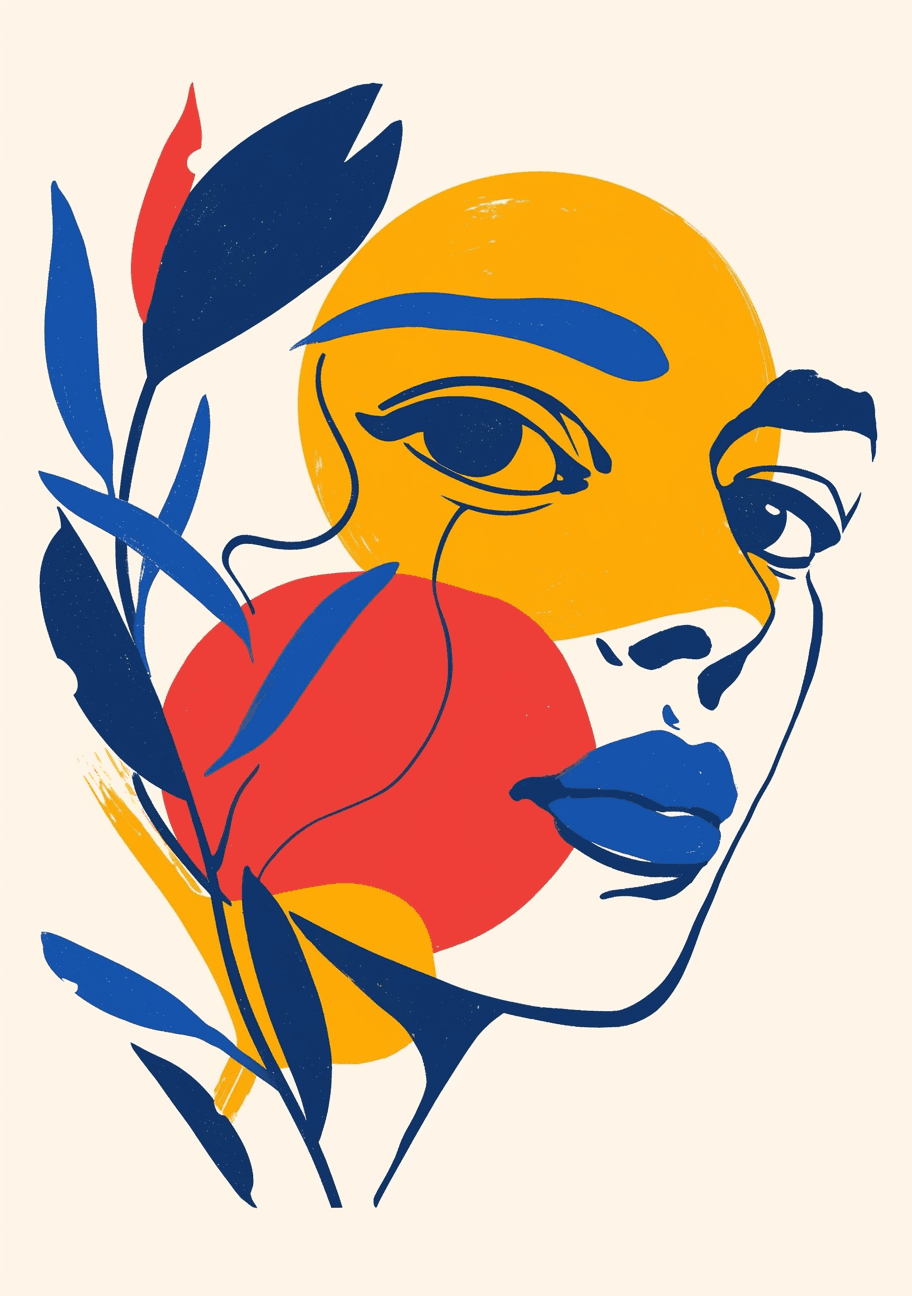 Abstract Face Line original repeating artwork