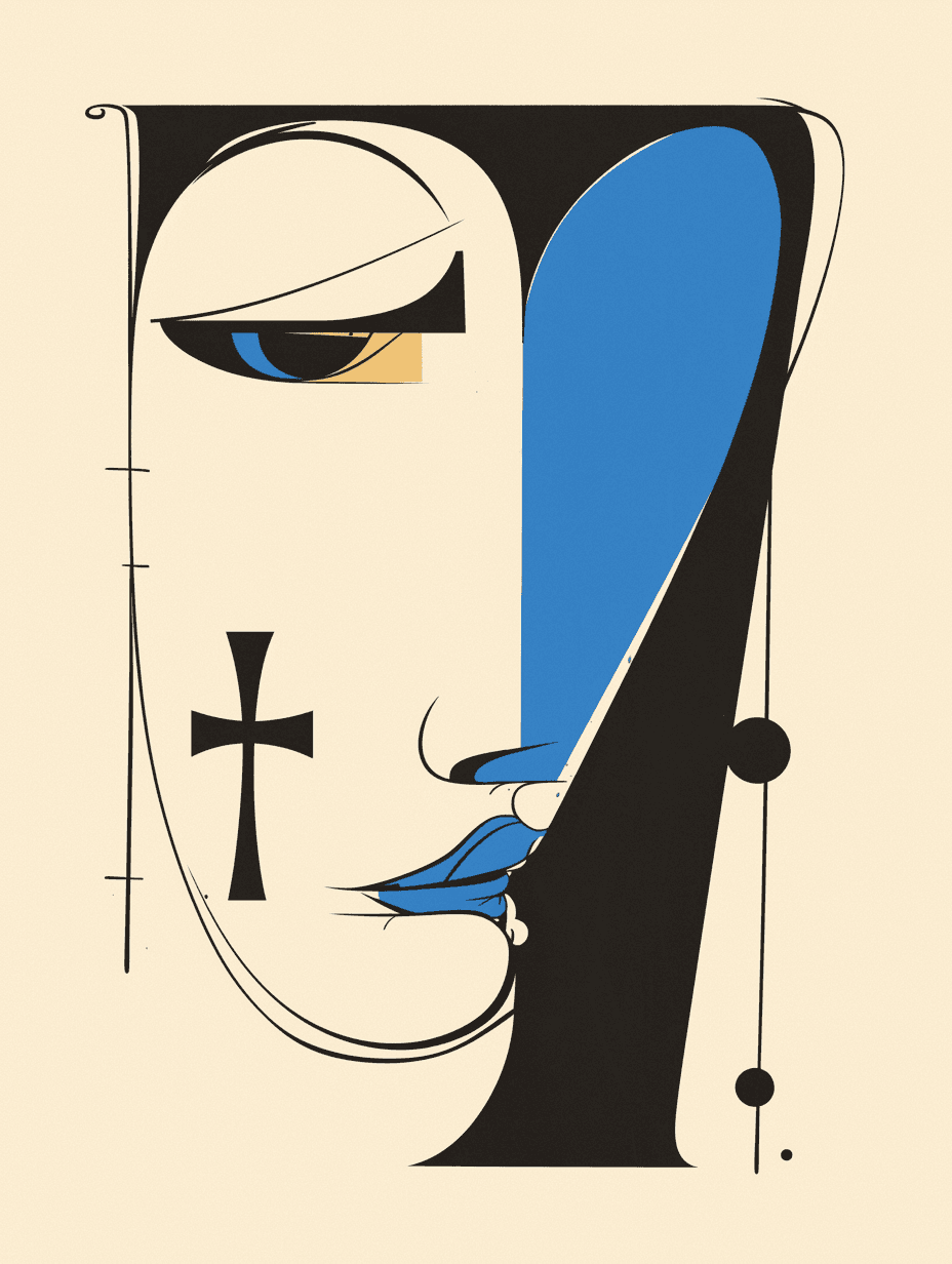 Abstract Face Evening original repeating artwork