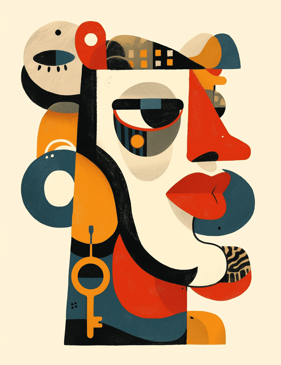 Abstract Face Rise original repeating artwork