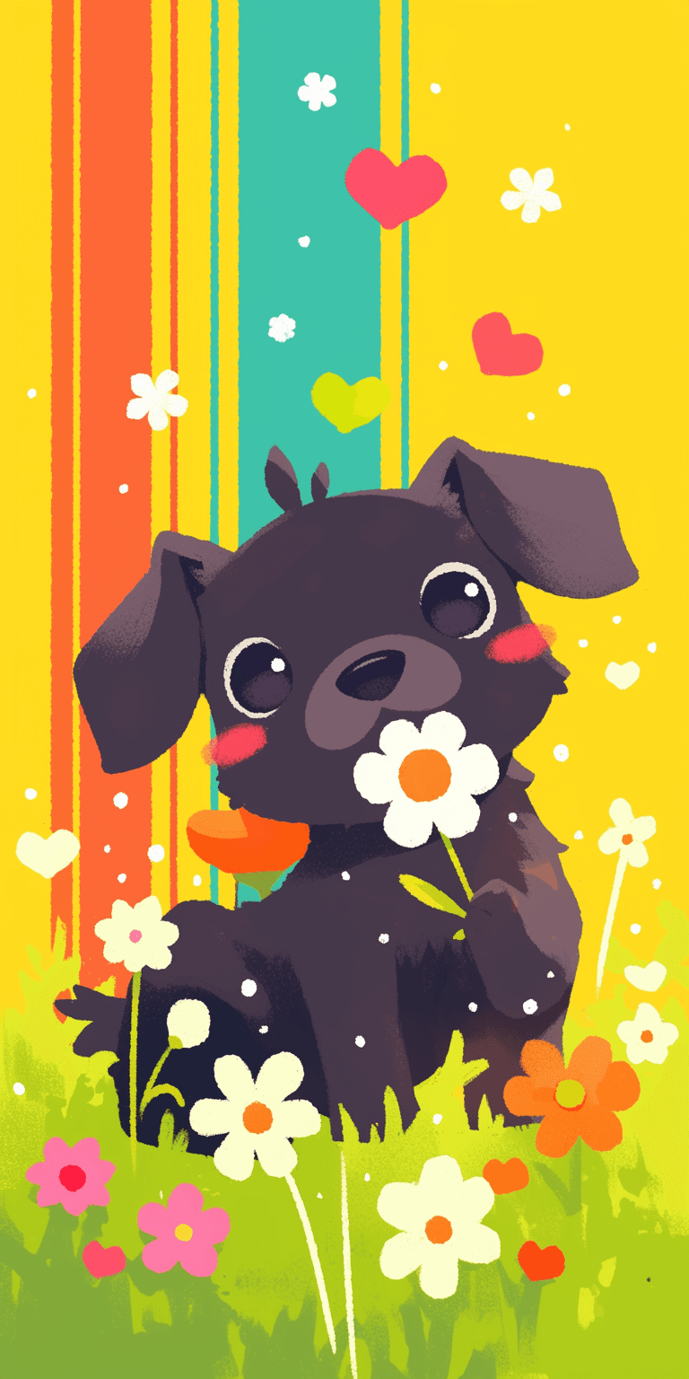 Cute Puppy Chase original repeating artwork
