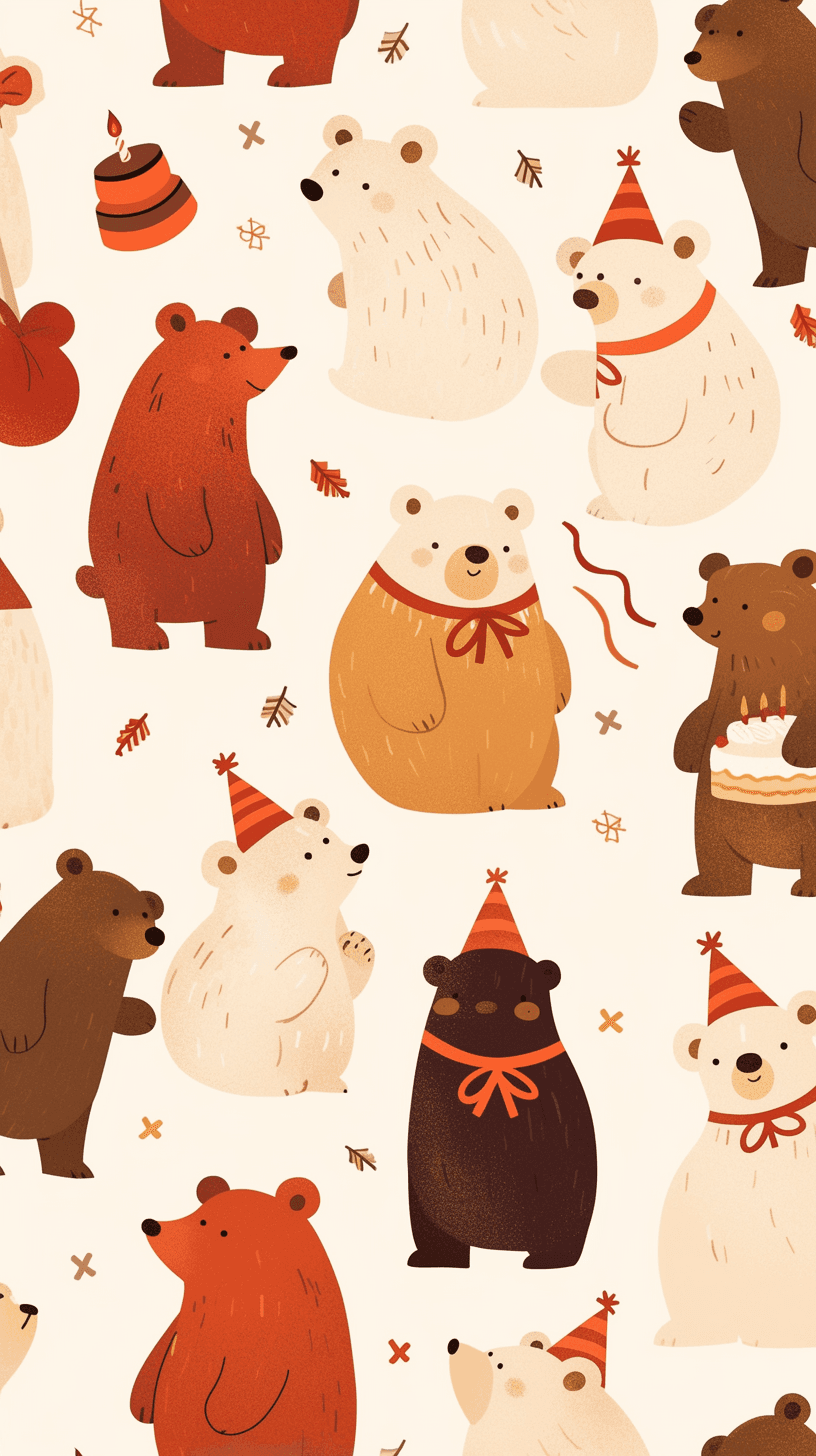 Cute Bear Midnight original repeating artwork