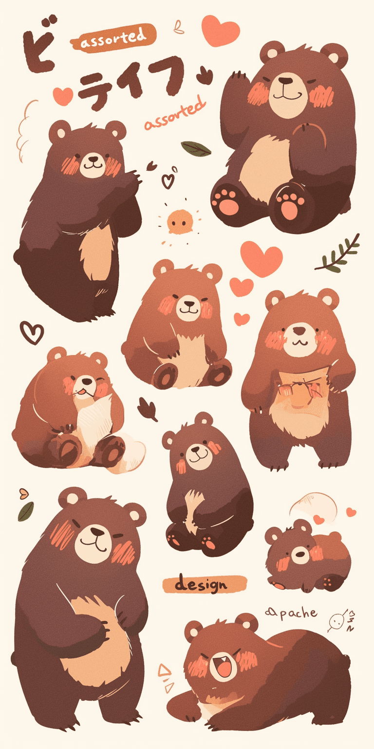 Cute Bear Pals original repeating artwork