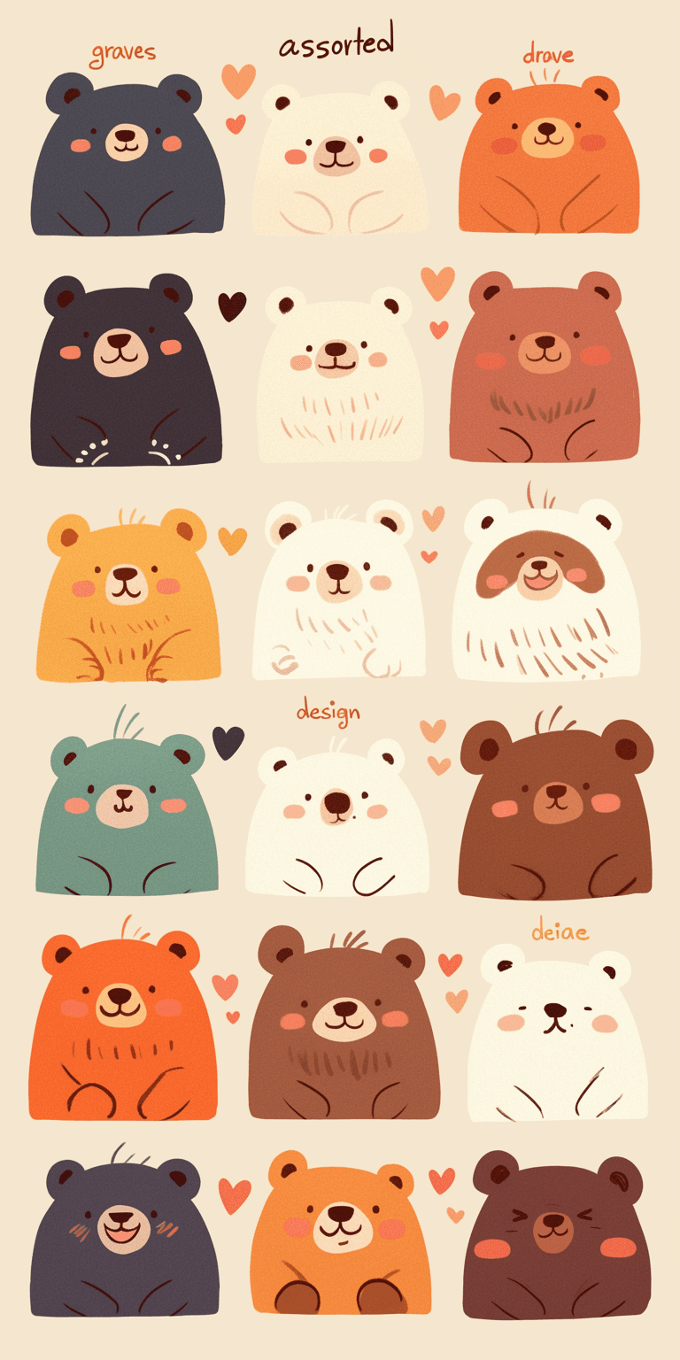 Cute Bear Kick original repeating artwork