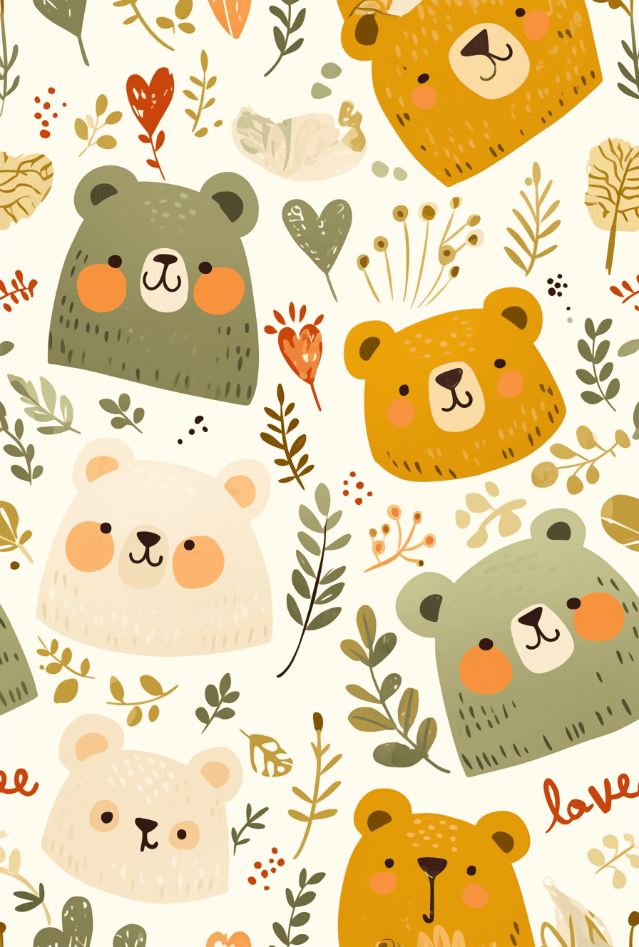 Cute Bear Rooftop original repeating artwork