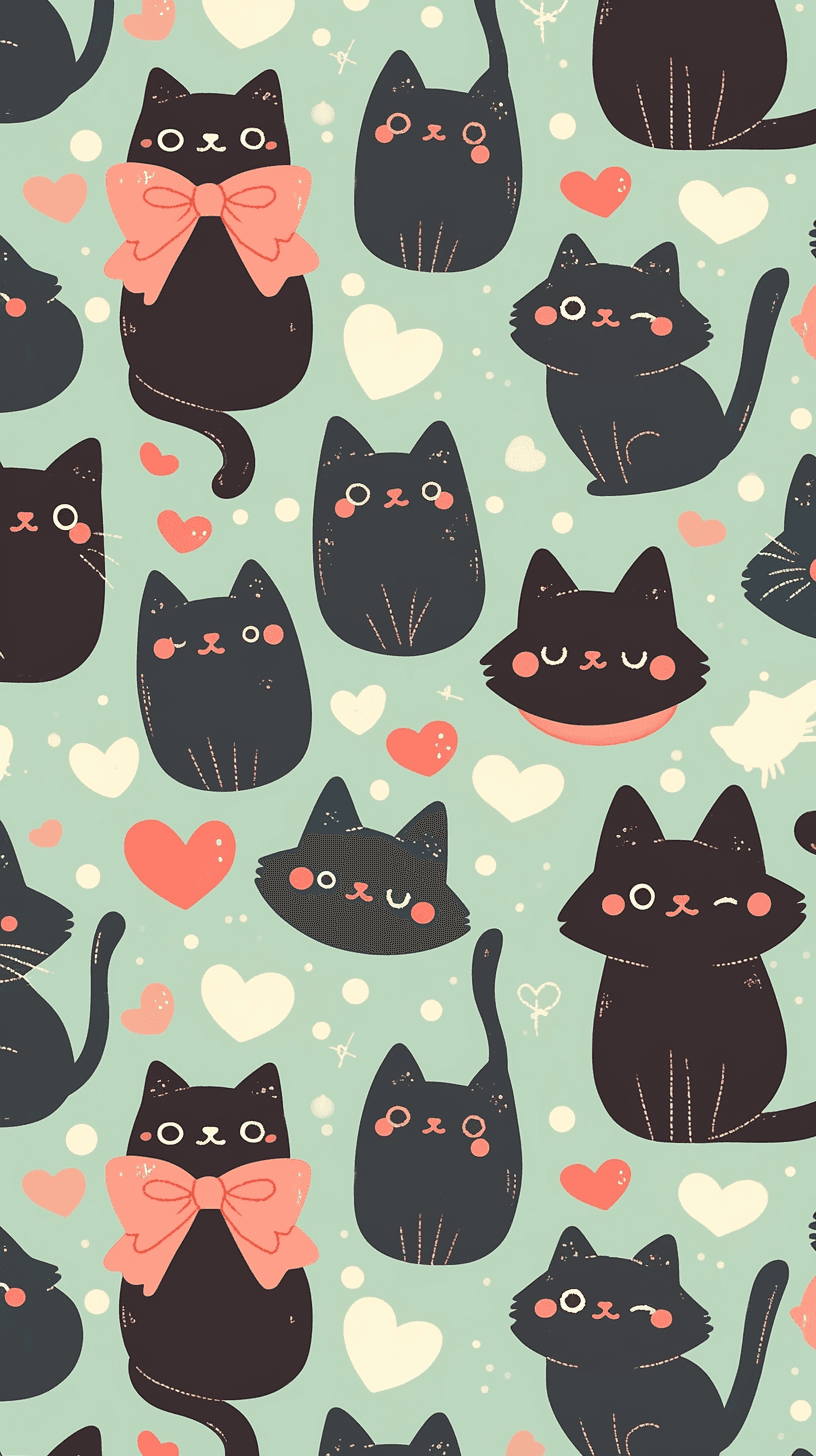 Cute Cat Party original repeating artwork