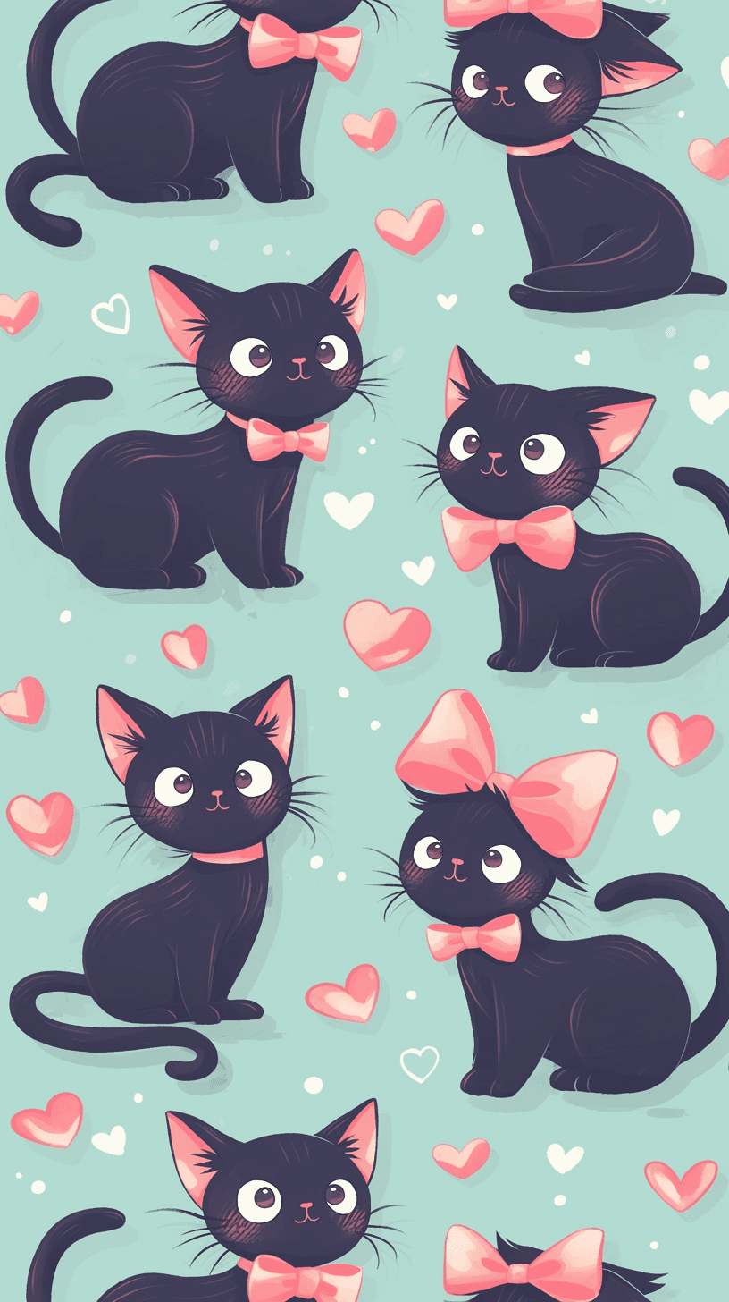 Cute Cat Picnic original repeating artwork