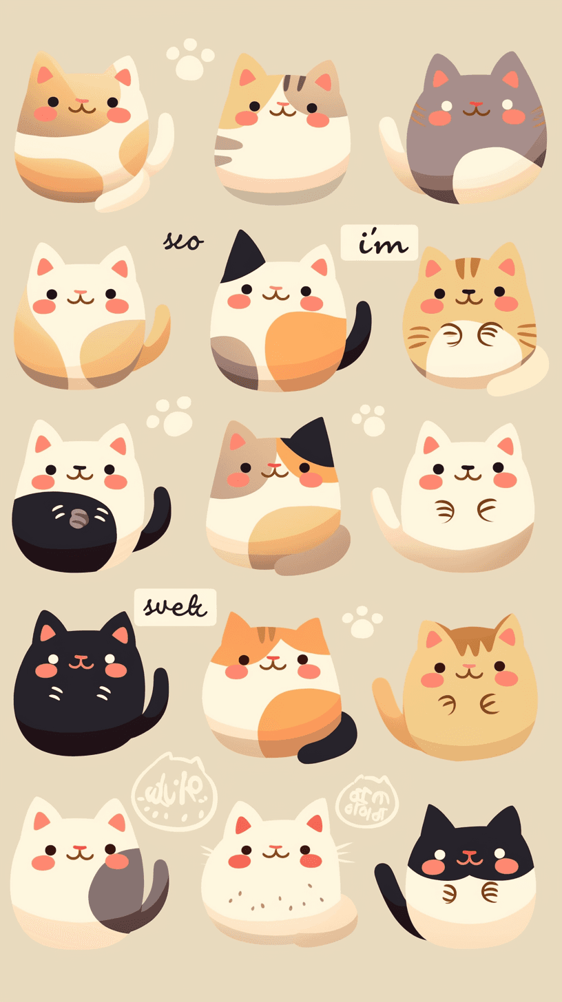 Cute Cat Pals original repeating artwork