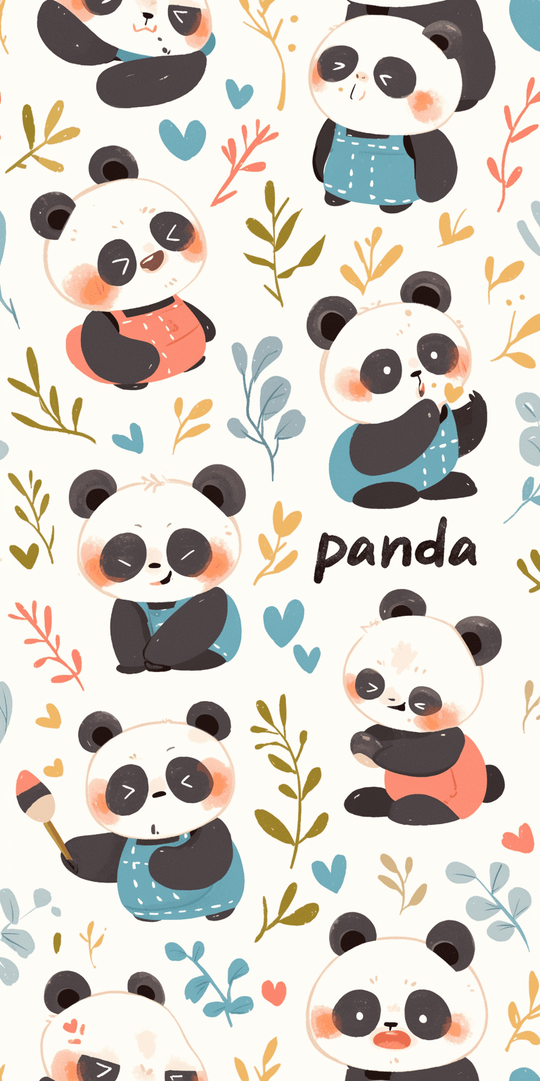 Cute Panda Squad original repeating artwork