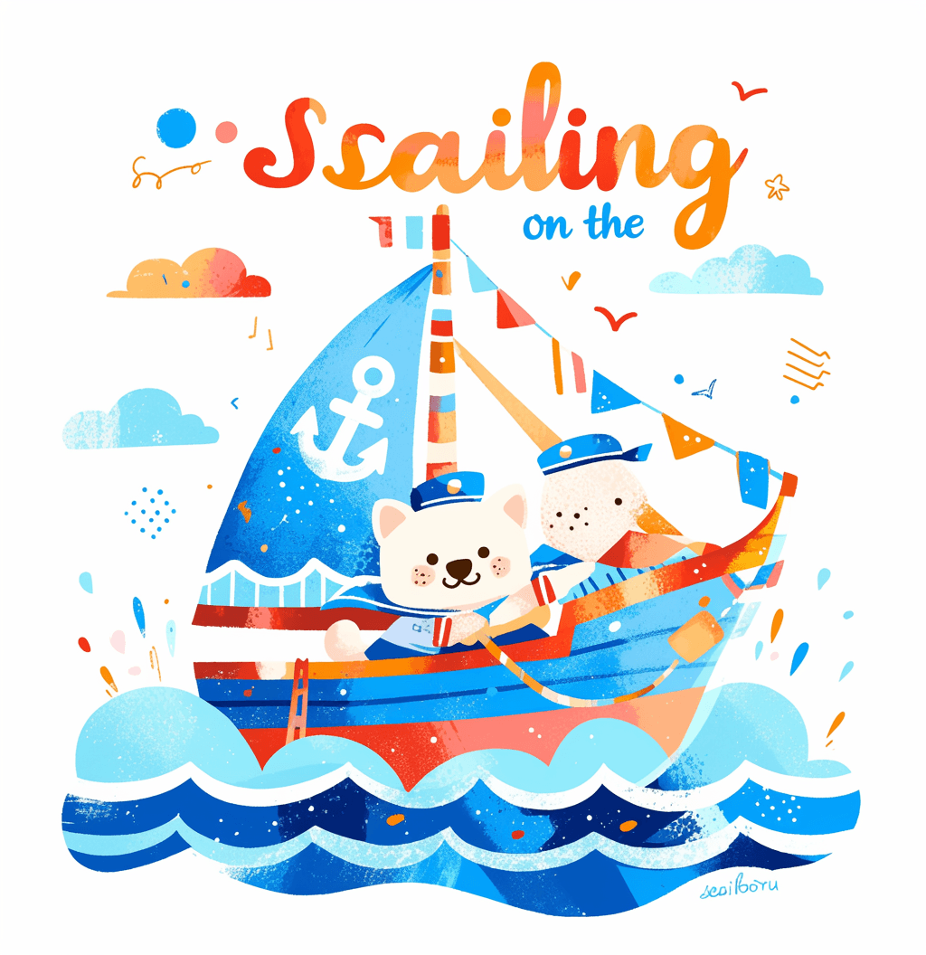 Sailboat Pals original repeating artwork