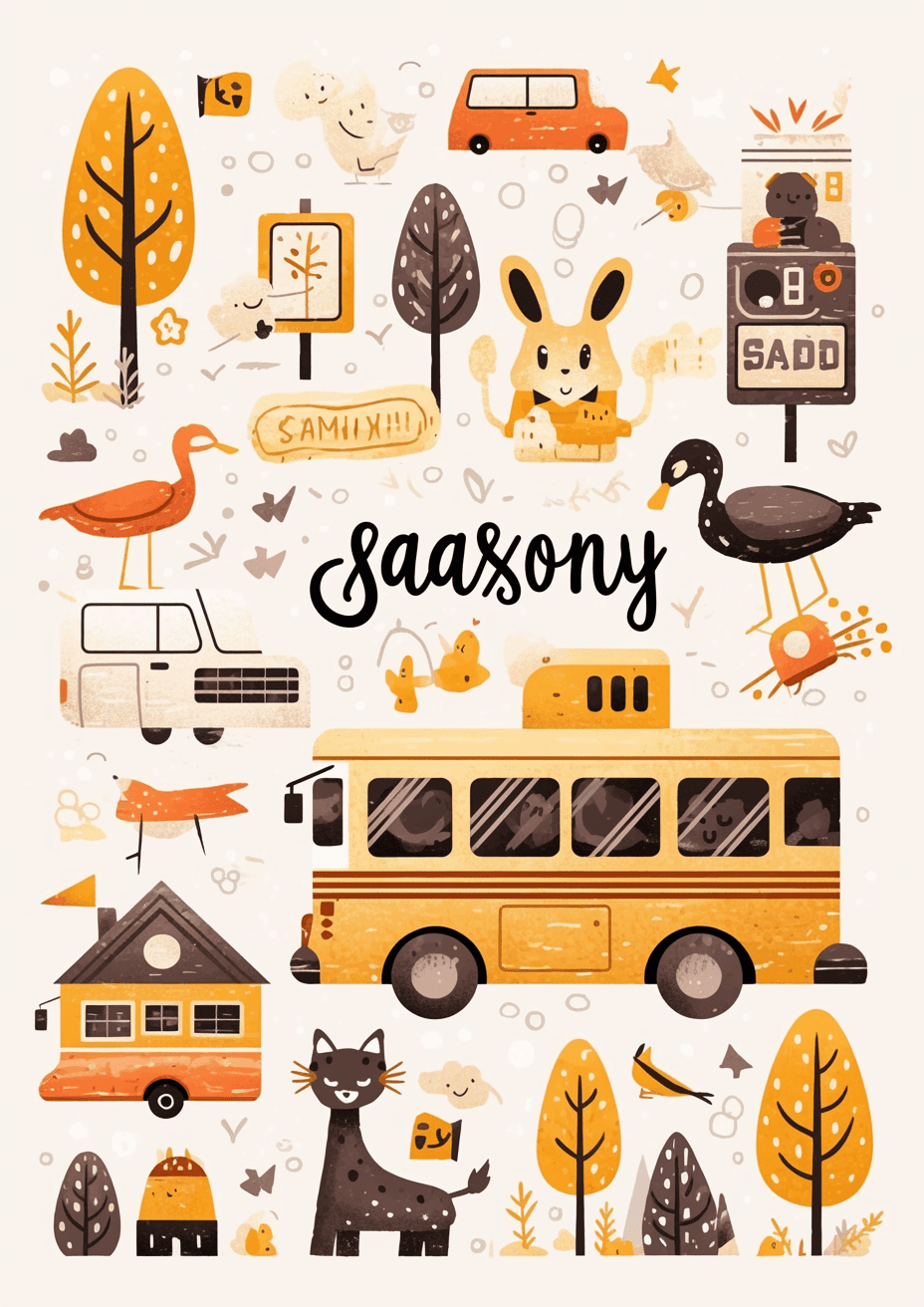 School Bus Squad original repeating artwork