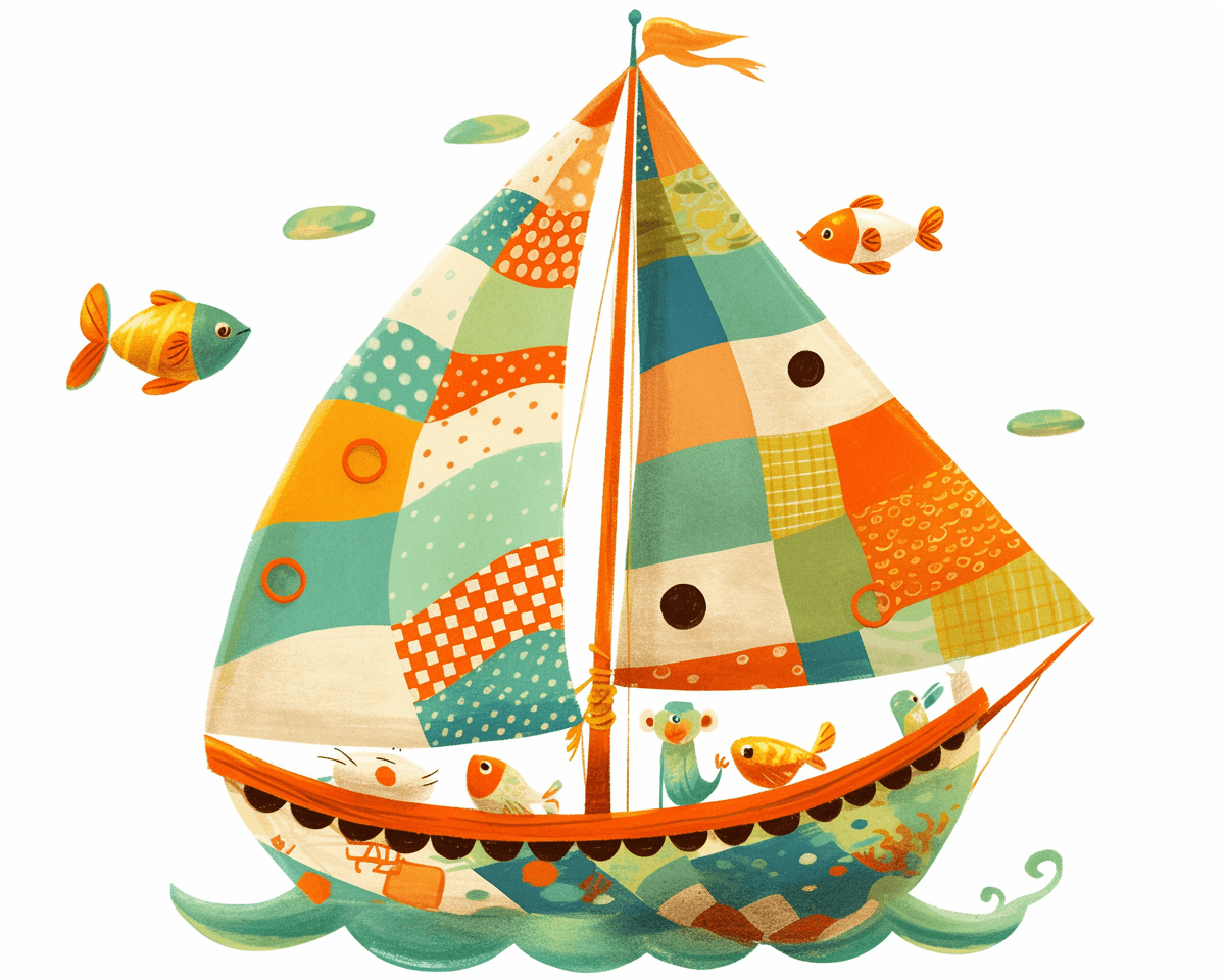 Boat Pastel original repeating artwork