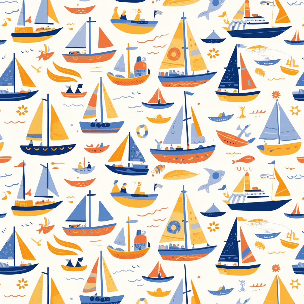 Sailboat Squad original repeating artwork