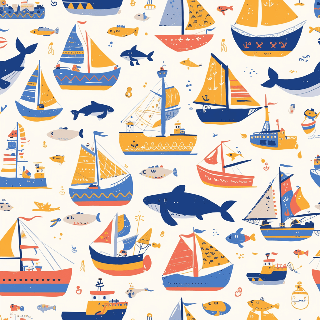 Sailboat Rhythm original repeating artwork