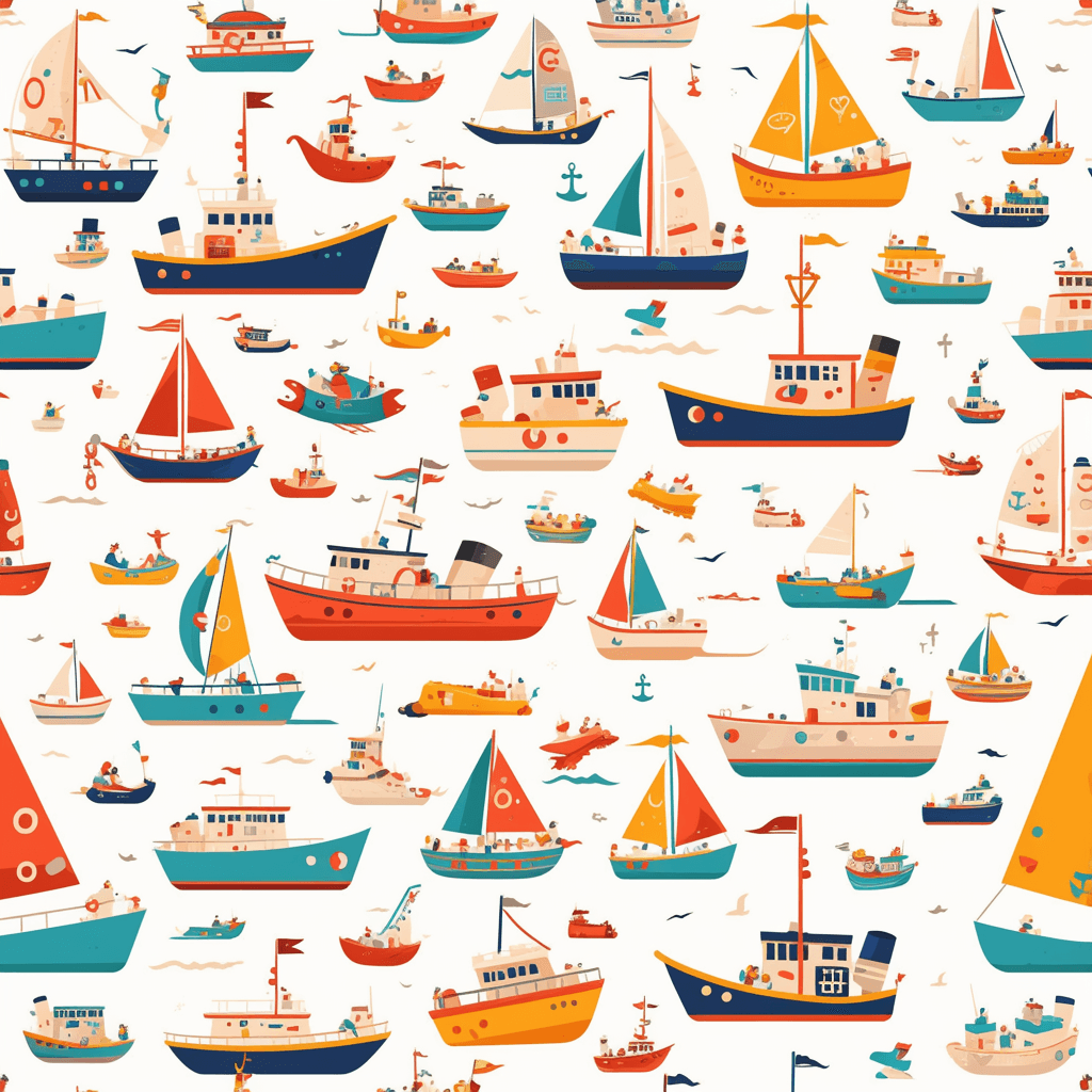 Sailboat Carnival original repeating artwork