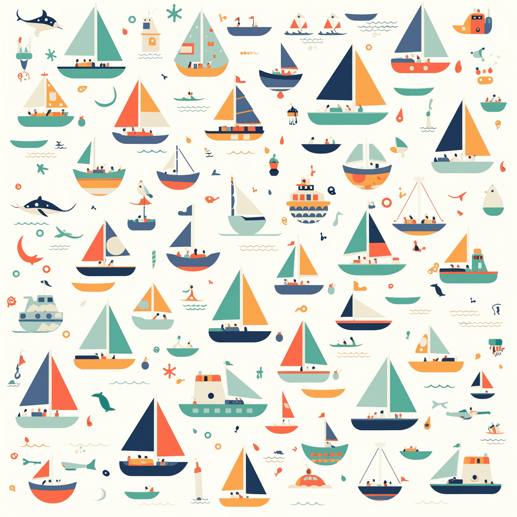Sailboat Fizz original repeating artwork