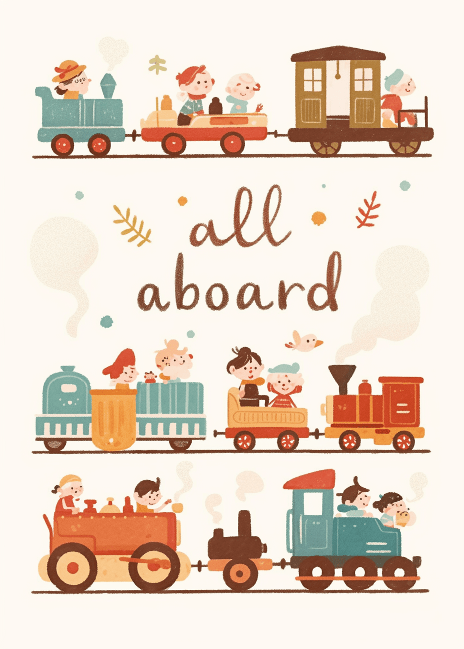 Train Sunrise original repeating artwork