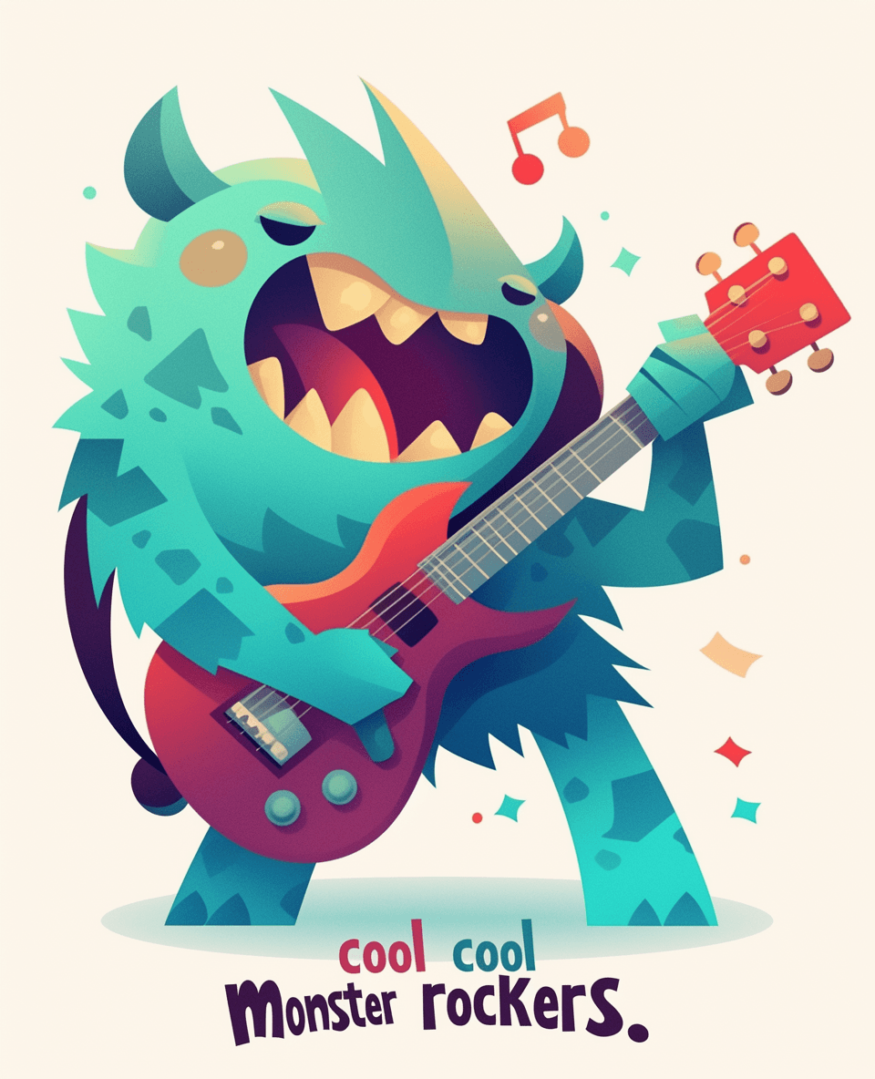 Fun Monster Bounce original repeating artwork