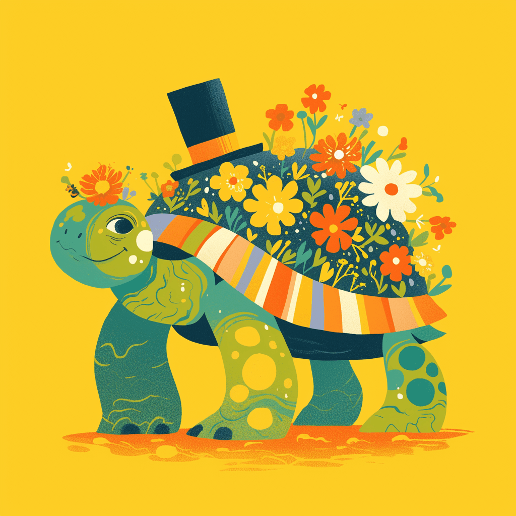 Cute Turtle Picnic original repeating artwork