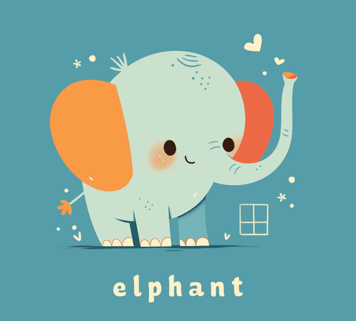 Cute Elephant Picnic original repeating artwork
