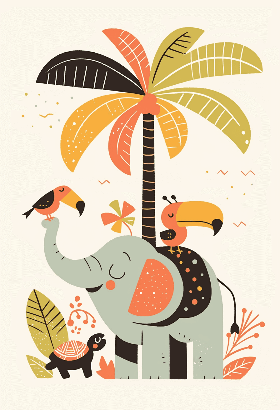 Cute Elephant Carnival original repeating artwork