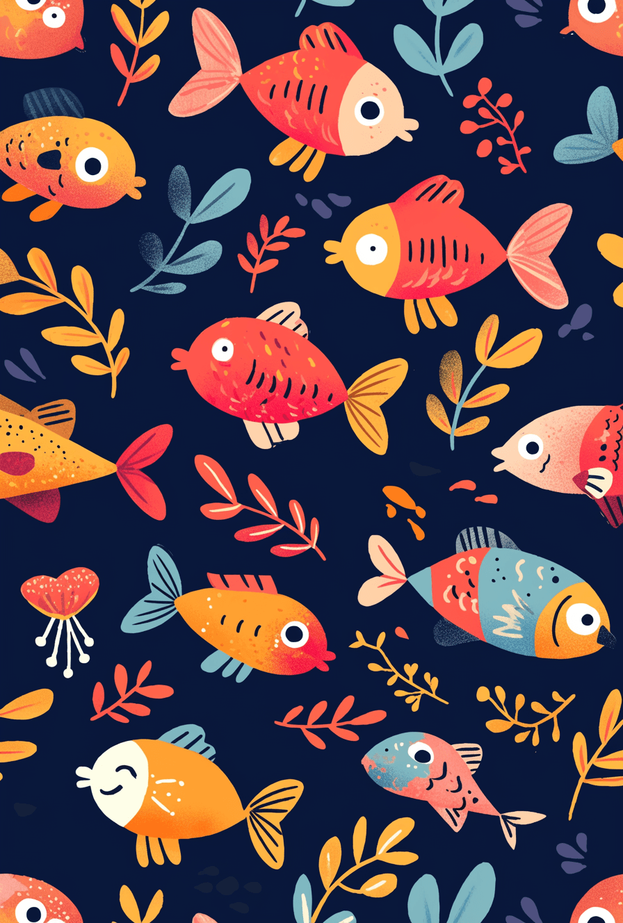 Fish Morning original repeating artwork