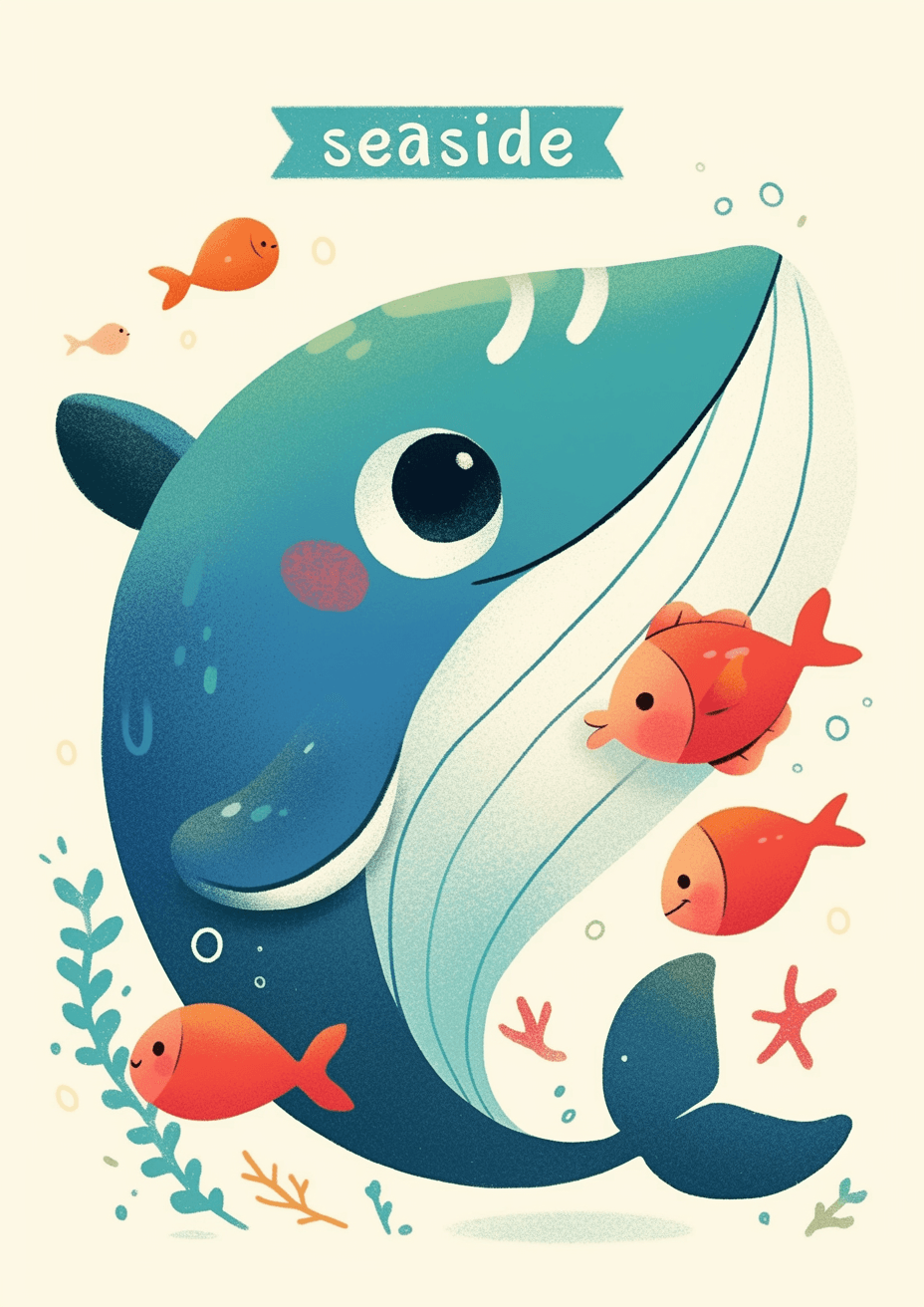 Whale Zip original repeating artwork