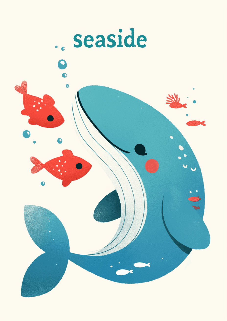 Whale Zoom original repeating artwork