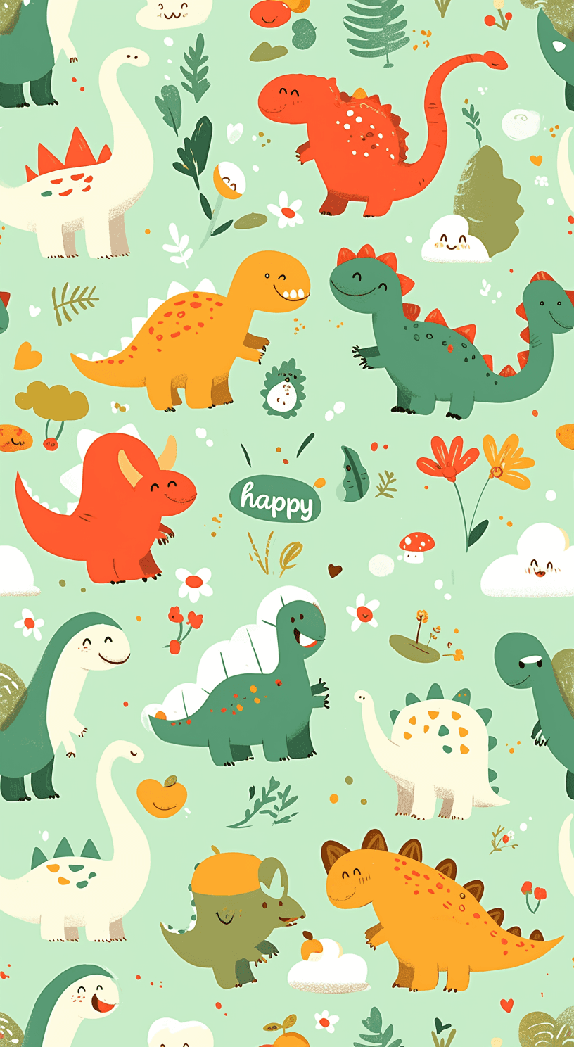 Dinosaur Run original repeating artwork