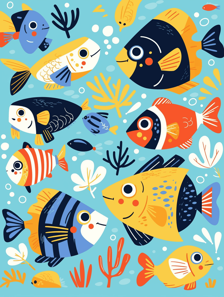 Fish Line original repeating artwork