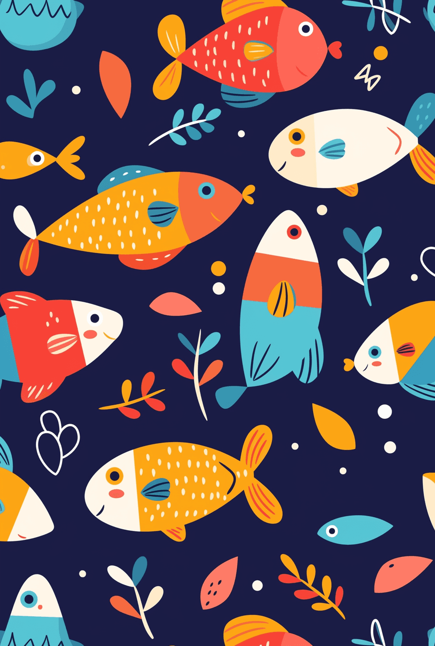 Fish Rhythm original repeating artwork