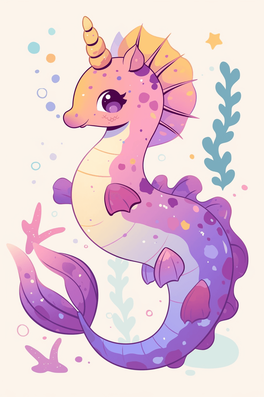 Seahorse Pop original repeating artwork